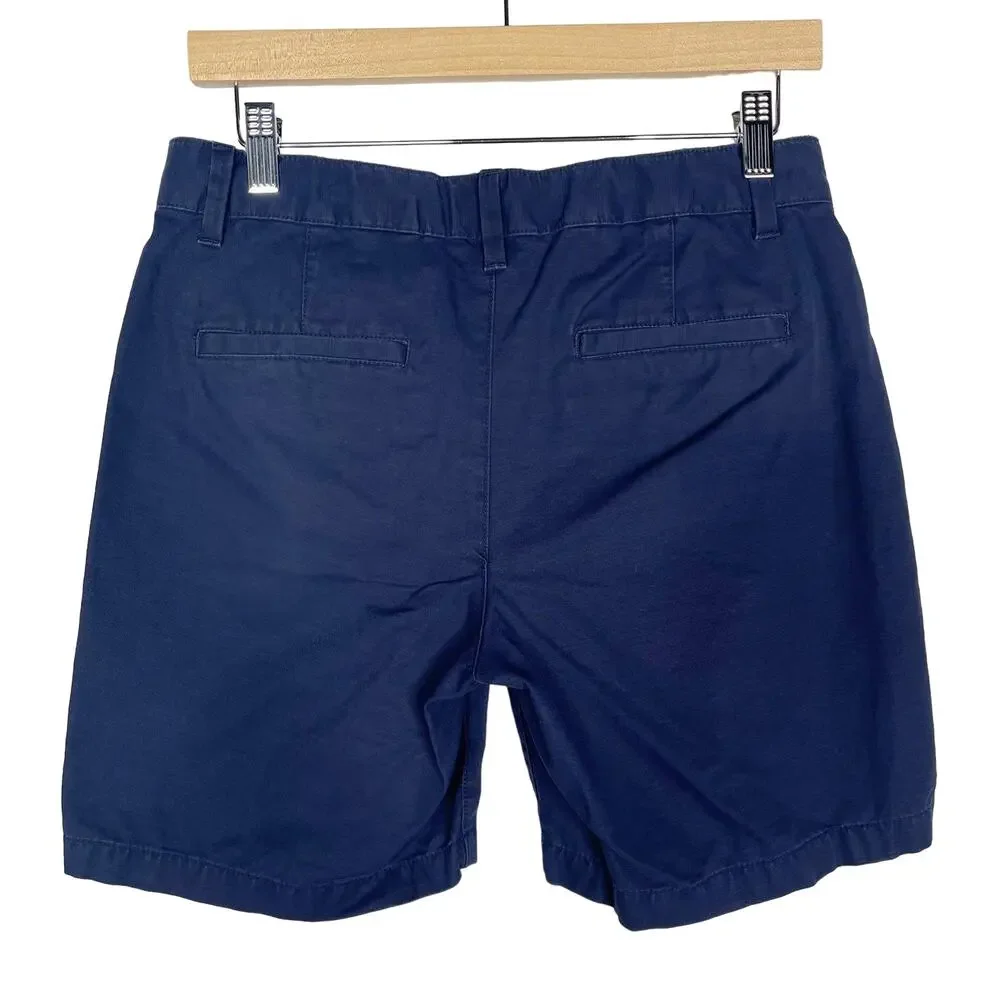 Gap Womens 2 Indigo Blue Girlfriend Roll Shorts Chino Cotton Flat Front Casual